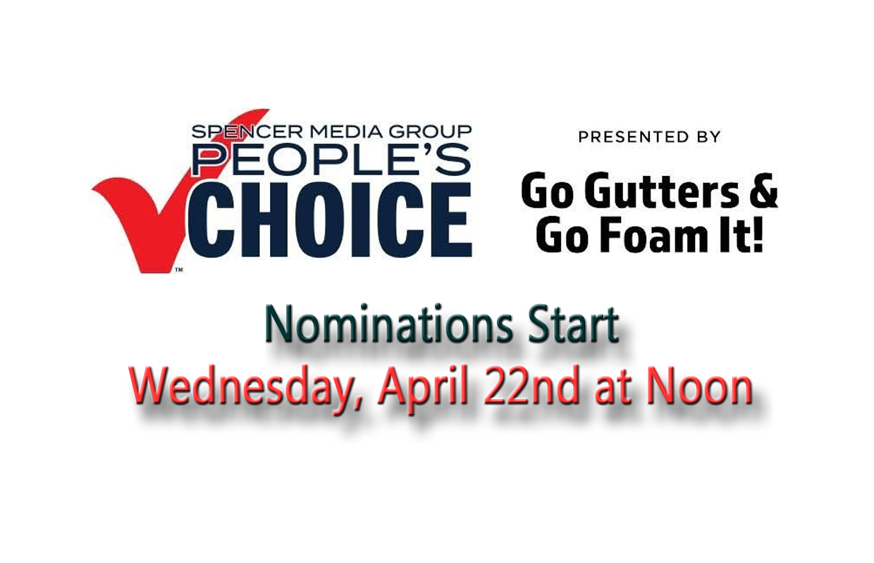 People's Choice banner with logos and text announcing nominations start: Wednesday, April 22 at Noon