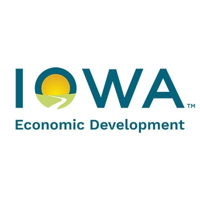 IOWA Economic Development logo with a sun over a winding road inside the 'O' of IOWA.
