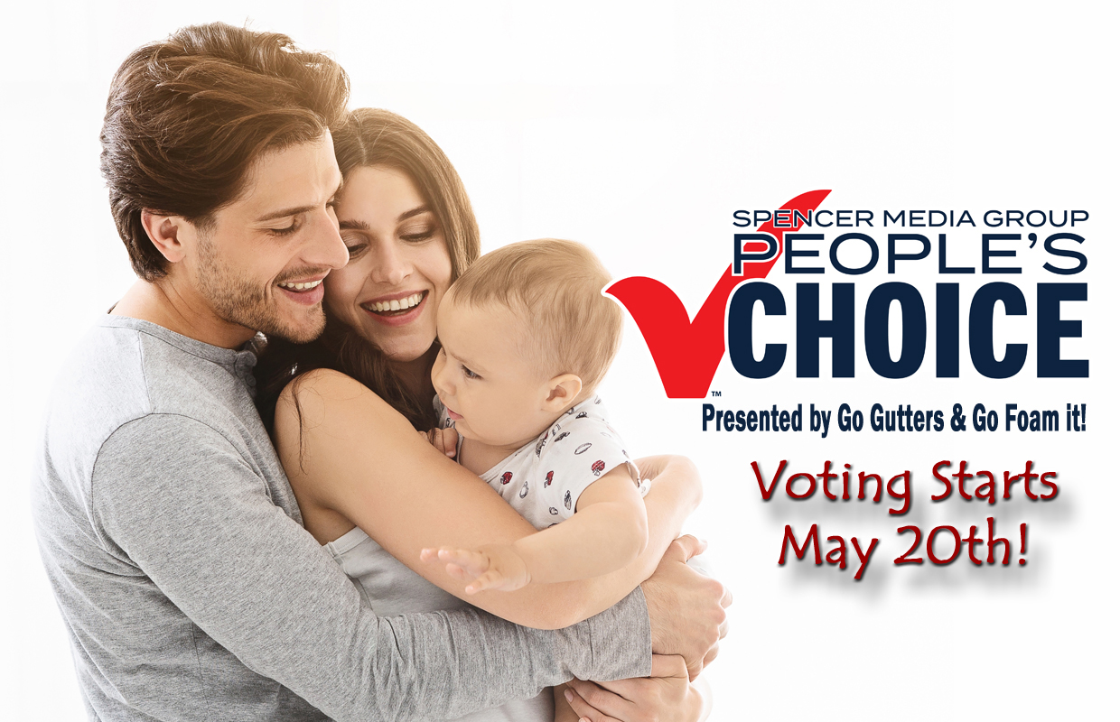 Family embraces in a bright ad for Spencer Media Group's People's Choice voting starts May 20th!
