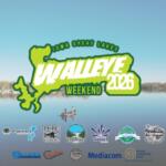 Promotional banner for Walleye Weekend 2026 on a calm lake, with sponsor logos along the bottom.