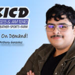 Promotional banner for KICD radio show featuring host Anthony Gonzalez with the tagline 'News On Demand!'